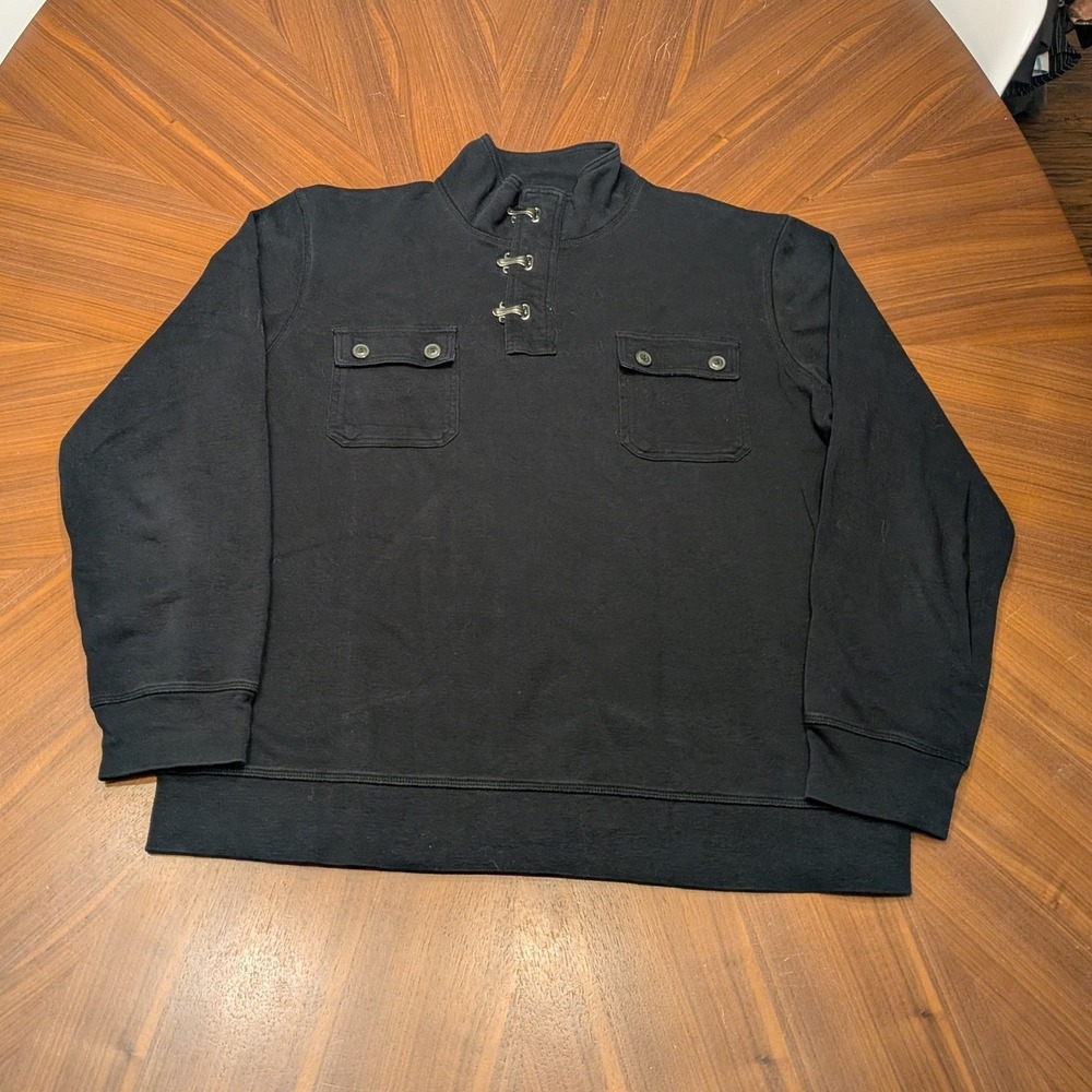Mark Law Sweatshirt Mens Large Black Excellent Lobster Clasp Mock Neck Utility